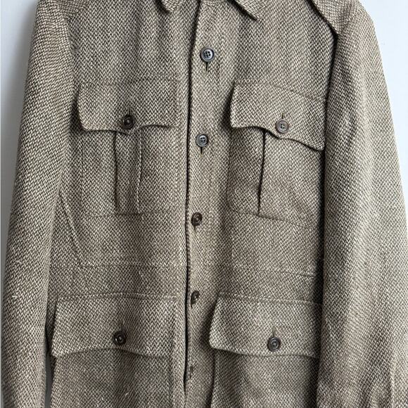 Ralph Lauren Purple Label Tweed Safari Jacket – Brown Herringbone - Picture 3 of 9